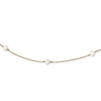 14k 5-6mm White Near-Round Freshwater Cultured Pearl 7-Station 16 inch Necklace