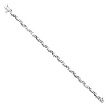 14K White Gold 2""S"" and a Rd Diamond in Prong Set Bracelet Diamond 2.00 Ctw