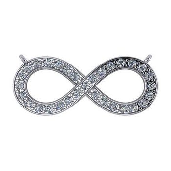14K White Gold Necklace Sideways Cutout Infinity Diamond 0.75 Ctw