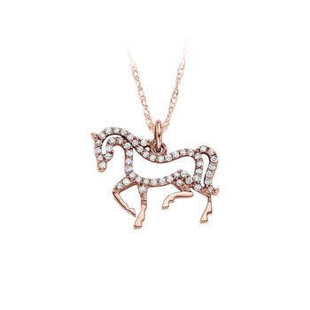 ZooLightful™ 14k Rose Gold Cutout Horse Pave Set Pendant Diamond 0.25 Ctw