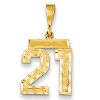 14k Medium Diamond-cut Number 21 Charm