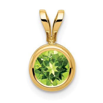 14k 6mm Round Peridot Bezel Pendant