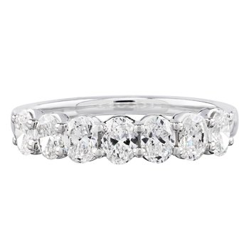 14K White Gold 7 Prong Set Ovals Diamond Ring 1.00 Ctw