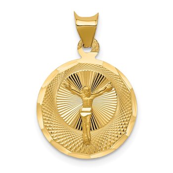 14K Polished D/C Corpus Circle Pendant