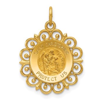 14k Saint Christopher Medal Charm