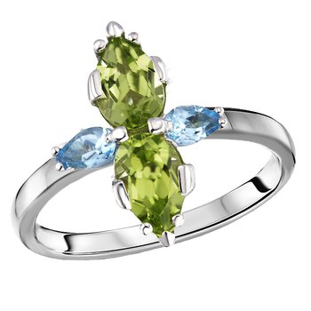 14kt Peridot and Blue Topaz Ring