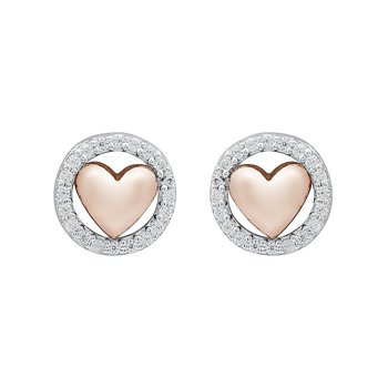 Earring: 10KTT 0.15 Ctw Heart Inside Circle Prong Set 40 Round Dias