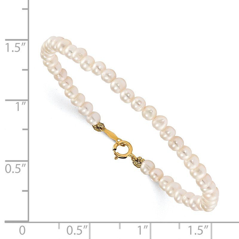 3pc Set! 14k Gold Pearl 15in Necklace, Earrings, & 5.5in Bracelet