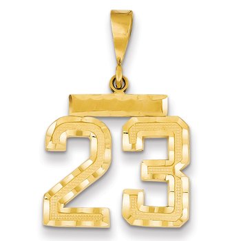 14k Medium Diamond-cut Number 23 Charm