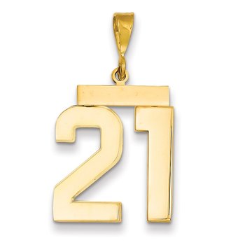 14k Large Polished Number 21 Charm
