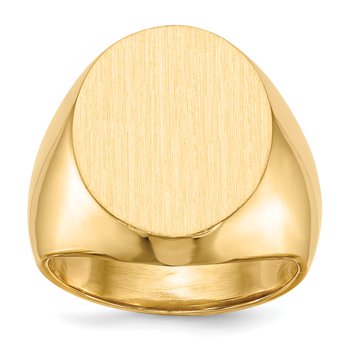 14k 16.0x18.5mm Closed Back Mens Signet Ring