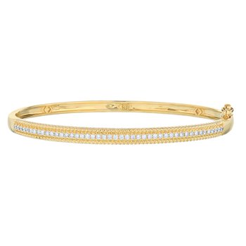 14K Yellow Gold Pave Row Between Twisted Rails Bangle Diamond 0.50 Ctw