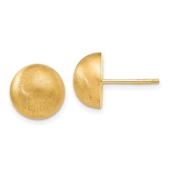 14k Hollow Satin 10.50mm Half Ball Post Earrings