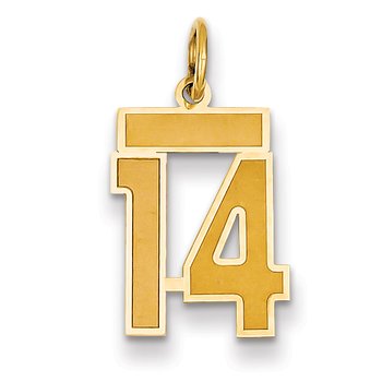 14k Small Satin Number 14 Charm