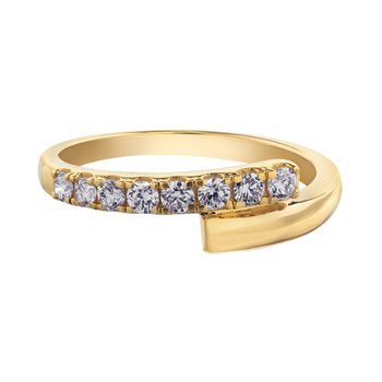 14K Yellow Gold Bypass Prong Set on One Side Ring Diamond 0.33 Ctw
