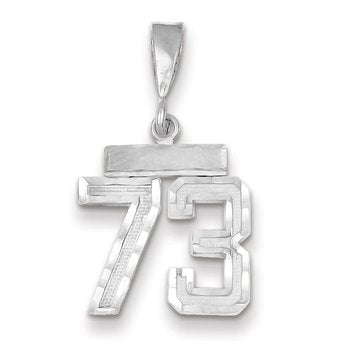 14kw Small Brushed Diamond-cut Number 73 Charm