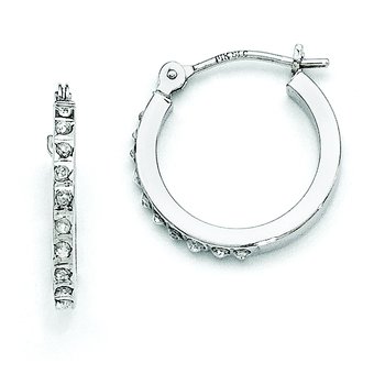 14k White Gold Diamond Fascination Hinged Hoop Earrings