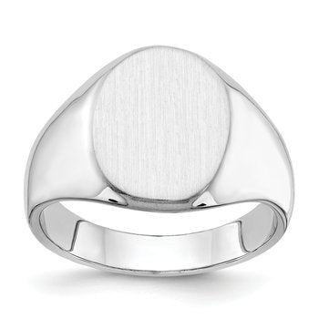 14k White Gold 11.5x15.0mm Closed Back Mens Signet Ring