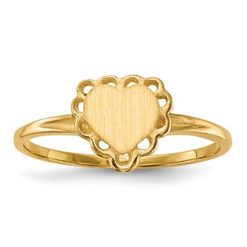 14k 6.5x6.0mm Open Back Heart Signet Ring