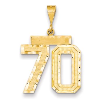 14k Large Brushed Diamond-cut Number 70 Charm
