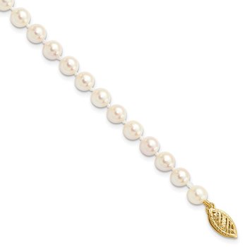 14k 5-6mm White Round Akoya Saltwater Cultured Pearl 16 inch Necklace