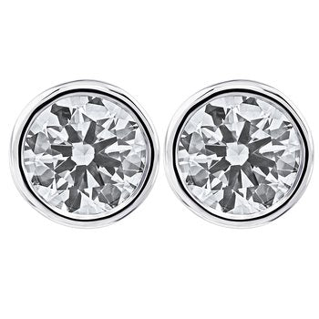 14K Yellow Gold Bezel Set Solitaire Studs Diamond Earrings 1.00 Ctw