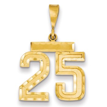14k Medium Diamond-cut Number 25 Charm