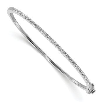 14k White Gold AA Diamond Hinged Bangle