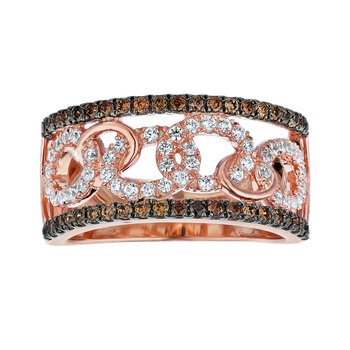 Cinnamon Dulce™ 14K Yellow Gold Chain Center Pave Set With Cognac Rails Diamond & Cognac Round 0.75 Ctw