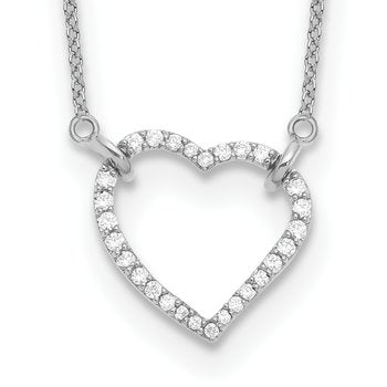 14k Rose Gold Polished 1/5 carat Diamond Heart 18 inch Necklace