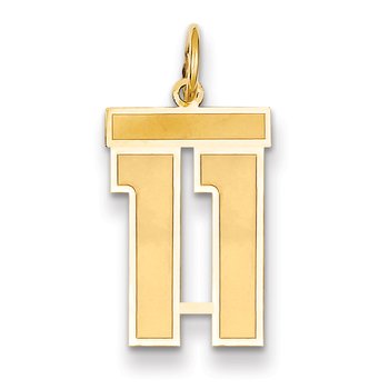 14k Medium Satin Number 11 Charm