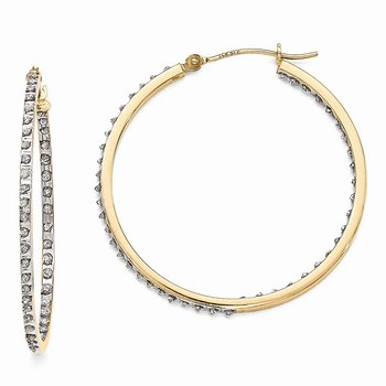 14k Diamond Fascination Round Hinged Hoop Earrings