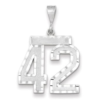 14kw Large Brushed Diamond-cut Number 42 Charm