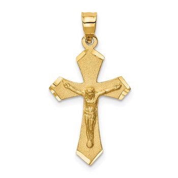 14k Satin & Diamond-cut Crucifix Charm