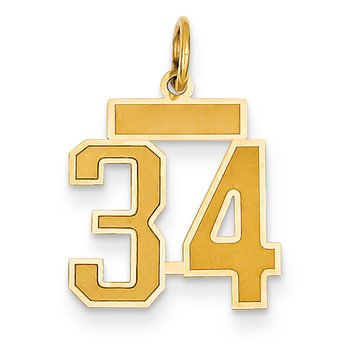 14k Small Satin Number 34 Charm