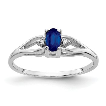 14k White Gold 5x3mm Oval Sapphire AAA Diamond ring