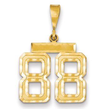 14k Medium Diamond-cut Number 88 Charm