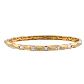 Textura™ 14K Yellow Gold Flush Set Oval Cuts Hinged Brushed Finish Diamond 0.75 Ctw