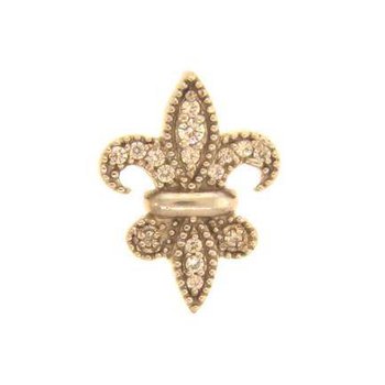 Lis Royale™ 14K Yellow Gold Fleur-De-Lis Pave Set with Polished Band Pendant 0.15 Ctw Diamond
