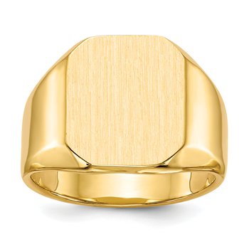 14k 13.0x15.5mm Closed Back Mens Signet Ring