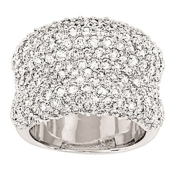 14K White Gold Ring Wide Pave Set Slight Concave Diamond 1.50 Ctw
