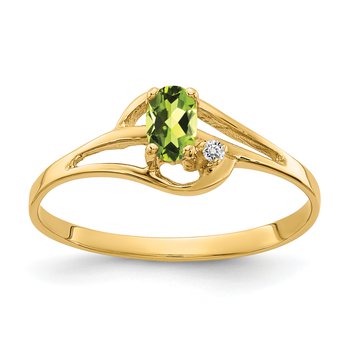 14k 5x3mm Oval Peridot A Diamond ring