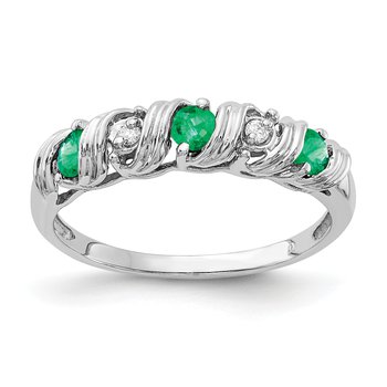 14k White Gold 2.75mm Emerald AAA Diamond ring