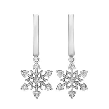 Diamond Frost™ 10kw White Gold Miracle Plate Diamond Set Snowflake Drops Earrings Diamond 0.05 Ctw