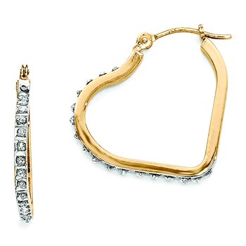 14k Diamond Fascination Heart Hoop Earrings