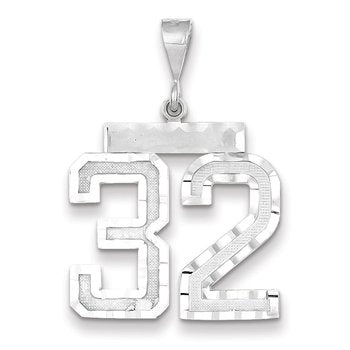 14kw Large Brushed Diamond-cut Number 32 Charm