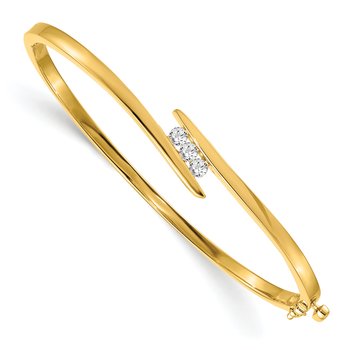 14k Complete 3-Stone 1/3 carat AAA Diamond Hinged Oval Bangle Bracelet