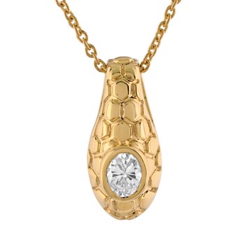 Textura™ 14K Yellow Gold Textured Bezel Set Oval Shape Diamond 0.15 Ctw