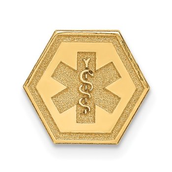 14k 9.5mm Hexagon Non-enameled Attachable Medical Jewelry Emblem