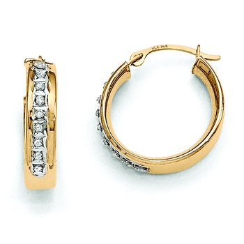 14k Diamond Fascination Round Hoop Earrings